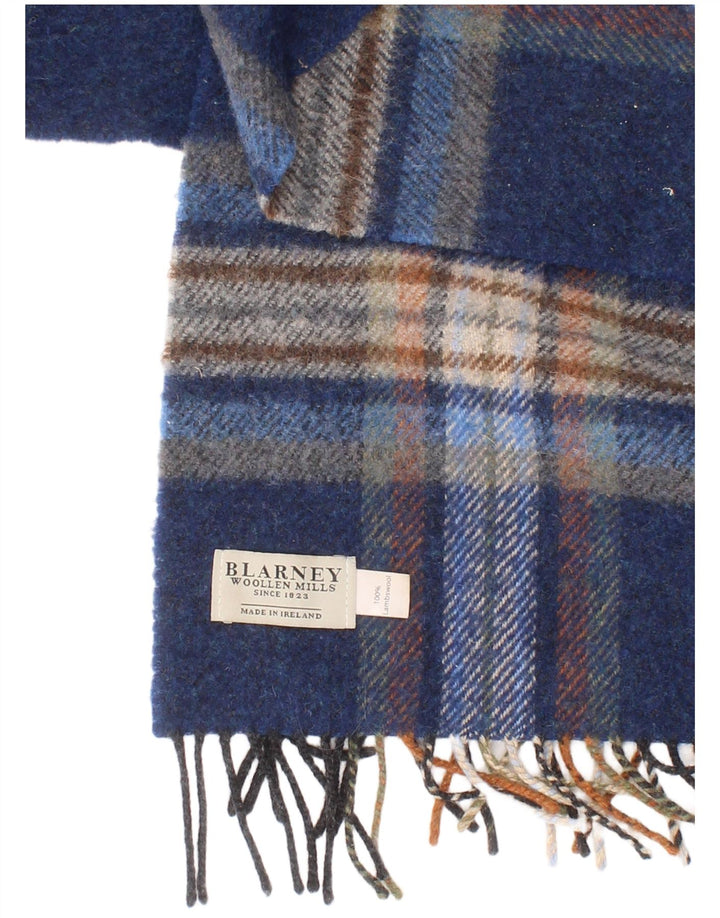Bufanda rectangular para hombre Blarney, talla única, lana de cordero a cuadros azul, clásica