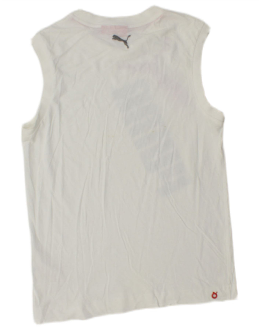 PUMA Camiseta sin mangas con gráfico para hombre pequeña blanca