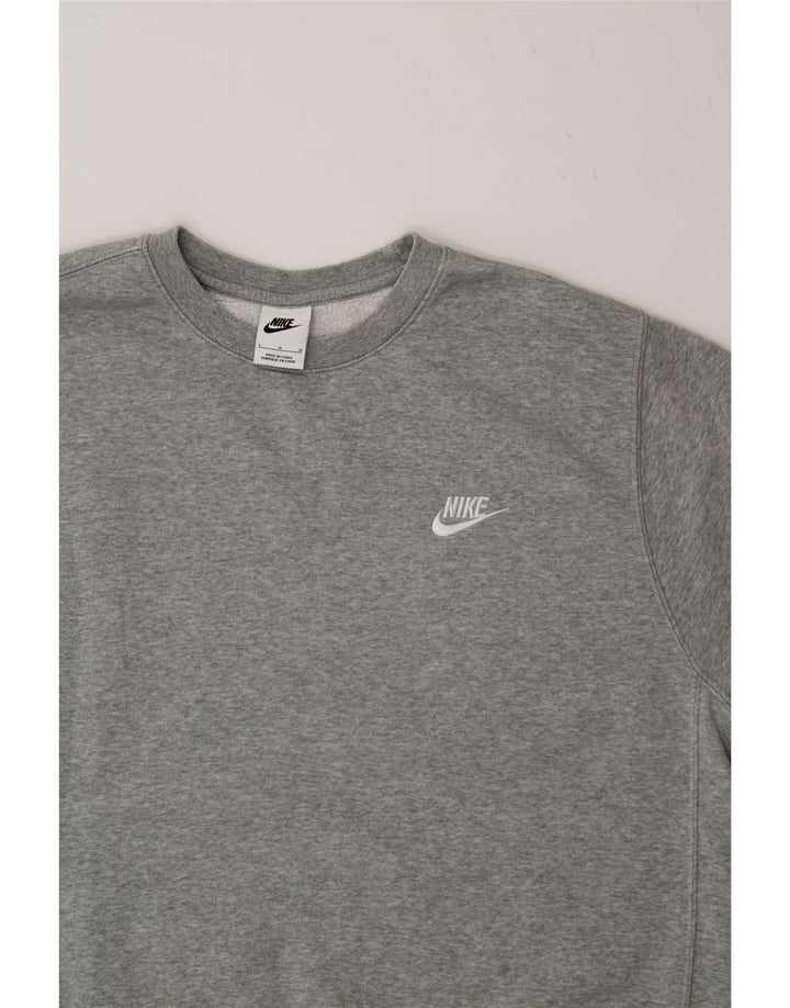 NIKE Hombre Sudadera Jumper Grande Gris Algodón