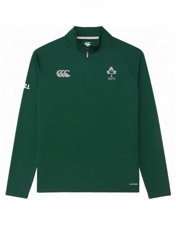 Canterbury Mens IRFU Zip Neck Graphic Top manga larga poliéster verde grande