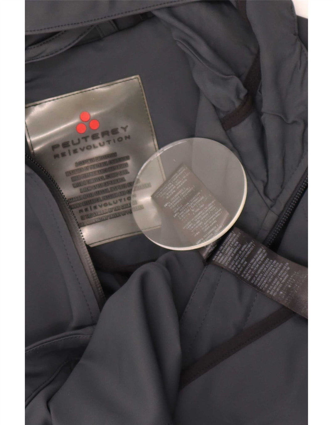 PEUTEREY Chaqueta impermeable extragrande con capucha para mujer UK 10 Small Grey Polyamide