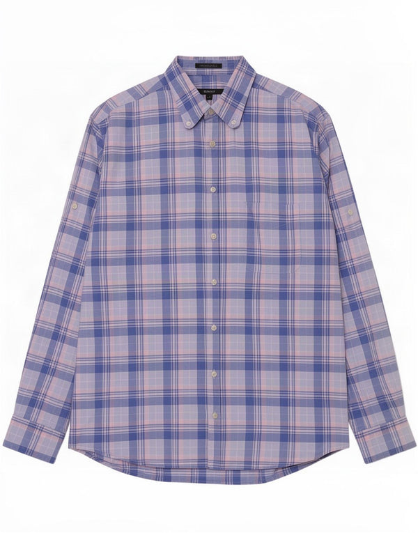 Camisa Gant Regular Fit De Algodón Con Cuadros Azules Grandes