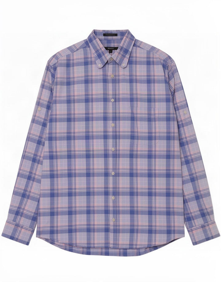 Camisa Gant Regular Fit De Algodón Con Cuadros Azules Grandes
