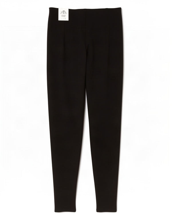 Zara Mujer Legging Pantalones Casuales Grande W30 L27 Viscosa Negra
