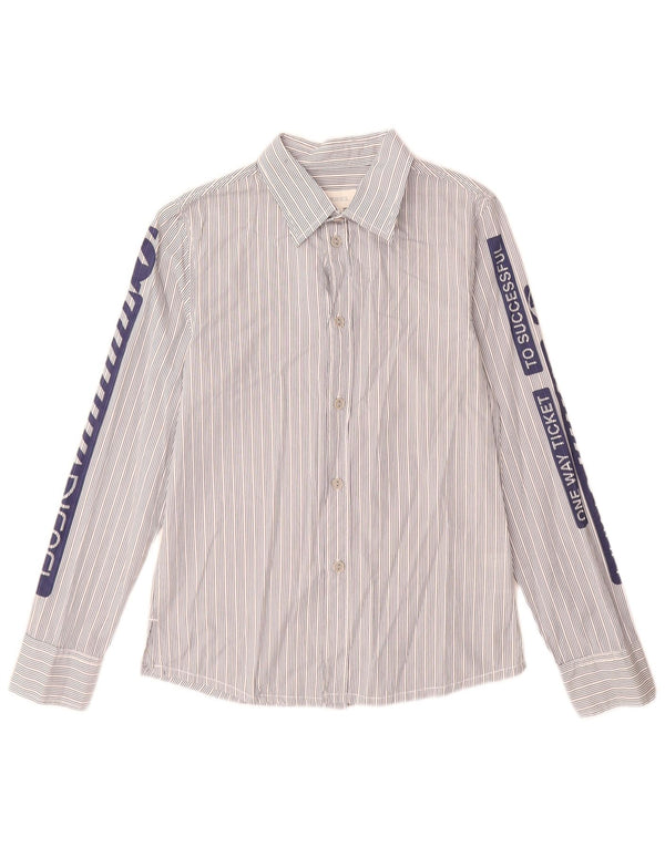 Diesel Camisa estampada para mujer UK 44 Grande Algodón a rayas azul marino