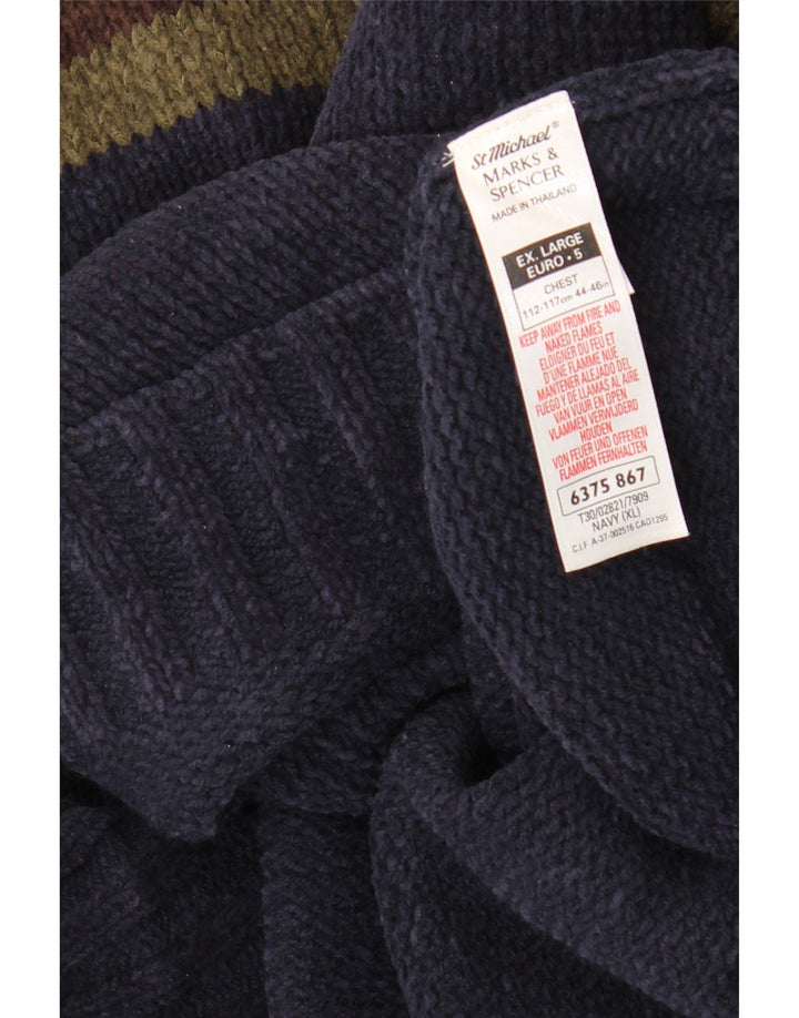 Marks & Spencer Jersey con Cuello Alto para Hombre XL Azul Marino Colorblock