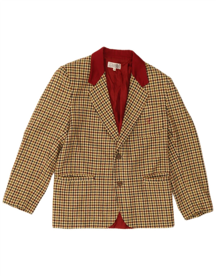 Vintage mujer 2 botones Blazer chaqueta IT 42 Medium Beige Houndstooth
