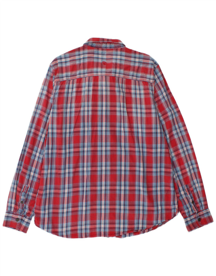 FAT FACE Camisa Hombre XL Cuadros Rojos Algodón