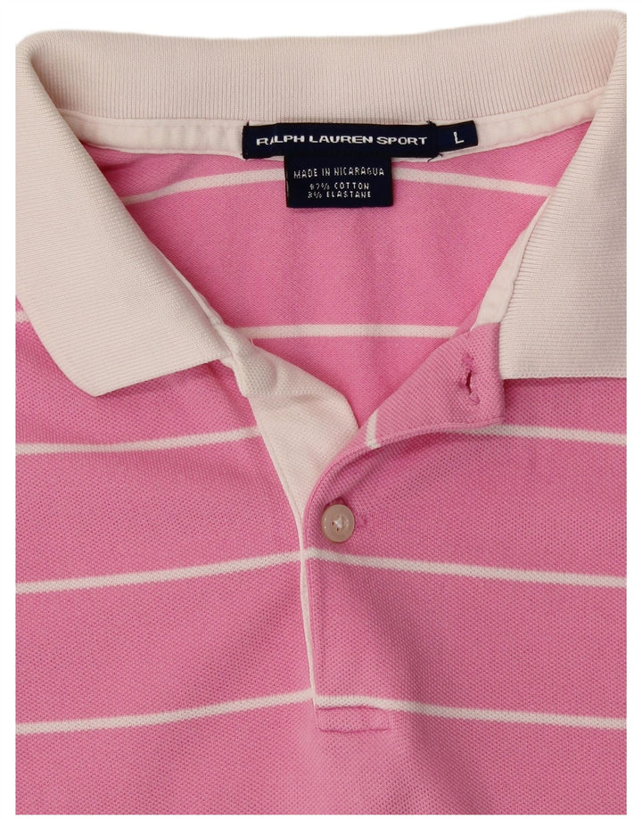 RALPH LAUREN Polo para mujer UK 40 Grande Algodón a rayas rosa