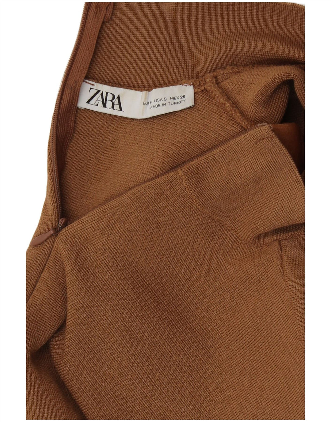 Zara Mujer Crop Blusa Top UK 8 Small Marrón Viscosa