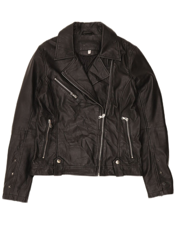 Conbipel Chaqueta motera de cuero para mujer IT 40 Small Black Leather