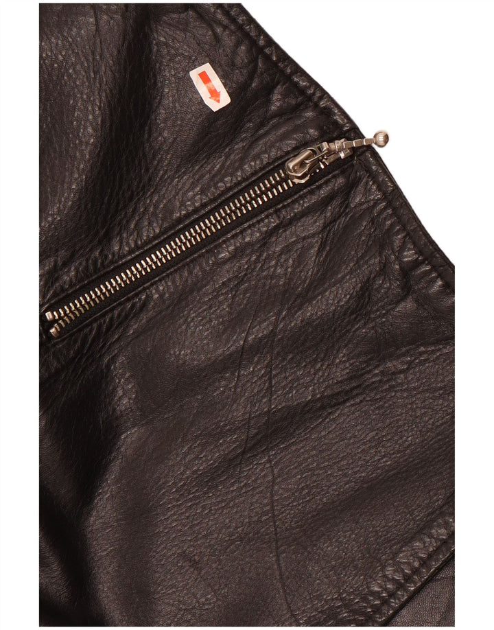 Vintage mujer cuero Bolero chaqueta Reino Unido 12 medio negro