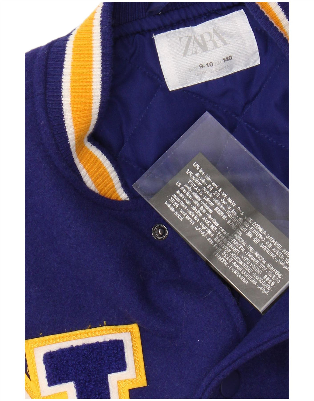 ZARA Chaqueta universitaria con estampado de cocodrilos de Nueva York para niña 9-10 años Azul marino