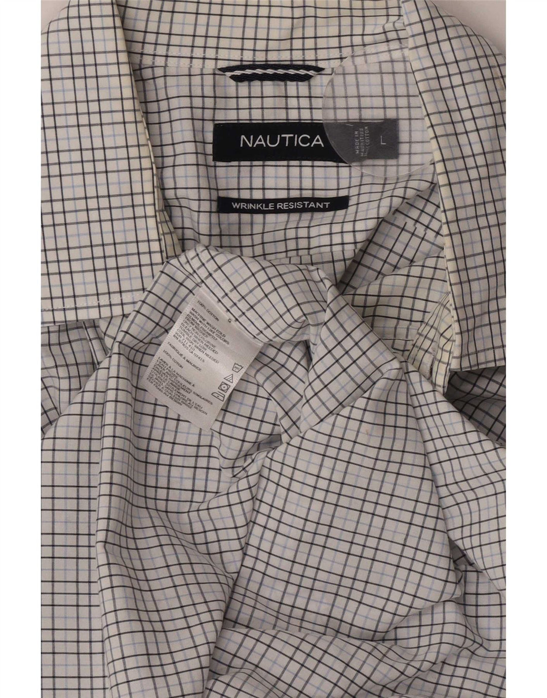 Camisa Nautica Hombre Grande Blanco Cuadros Algodón