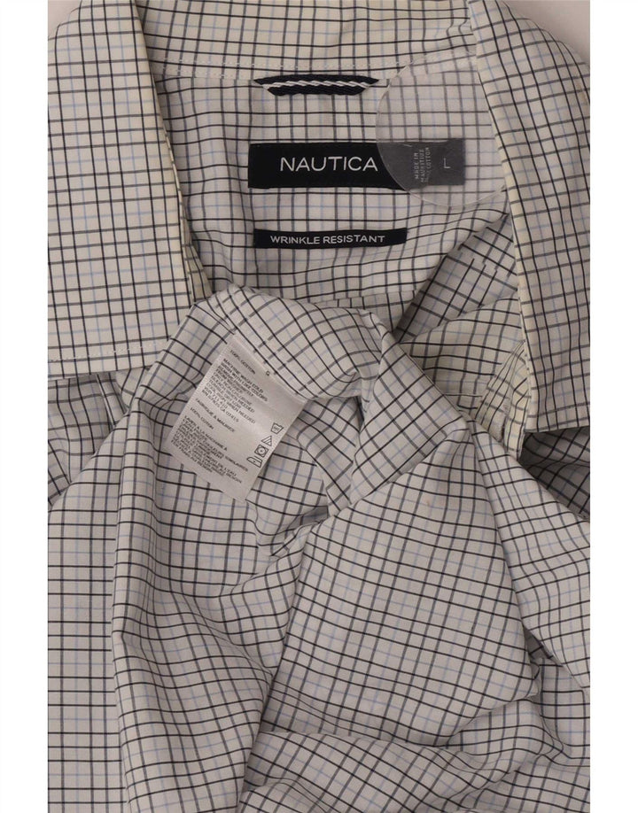 Camisa Nautica Hombre Grande Blanco Cuadros Algodón