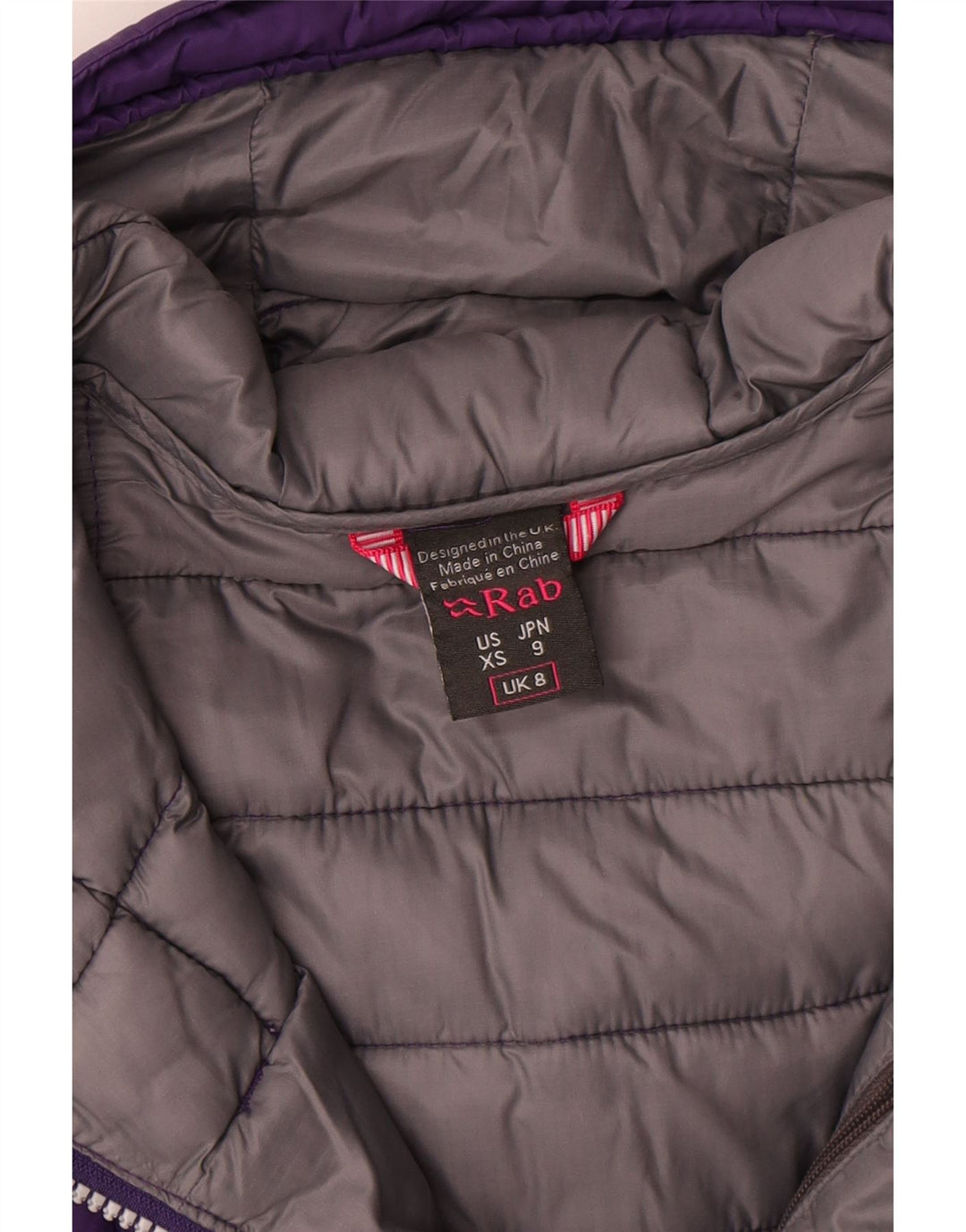 Chaqueta acolchada con capucha Rab para mujer UK 8 Small Poliamida morada