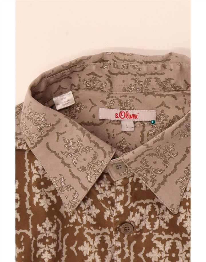 S.Oliver Camisa De Hombre Grande Marrón Floral Algodón