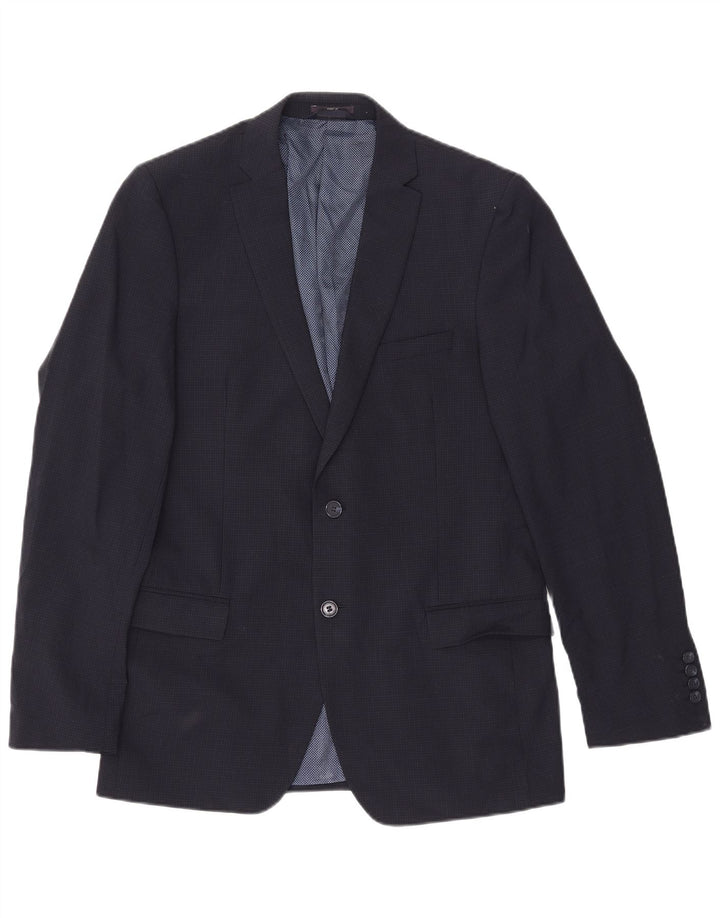Marks & Spencer Chaqueta tipo blazer de 2 botones para hombre UK 40 Large Navy Blue Check