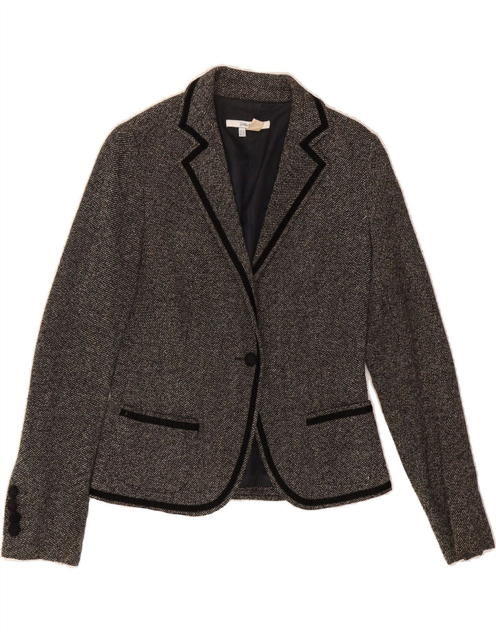 ZARA Womens 1 Button Blazer Jacket UK 12 Medium Grey Rayon Vintage Zara and Second-Hand Zara from Messina Hembry 