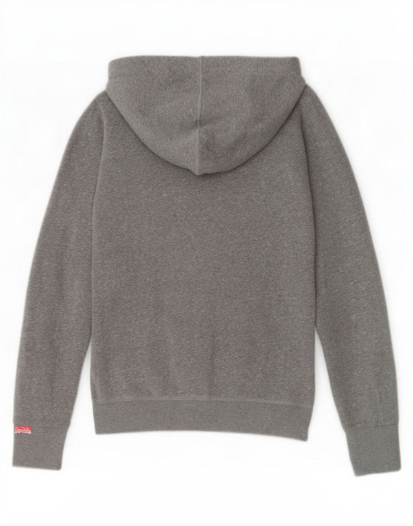 Superdry Sudadera con capucha y cremallera gráfica para mujer, talla 40, talla pequeña, color gris moteado