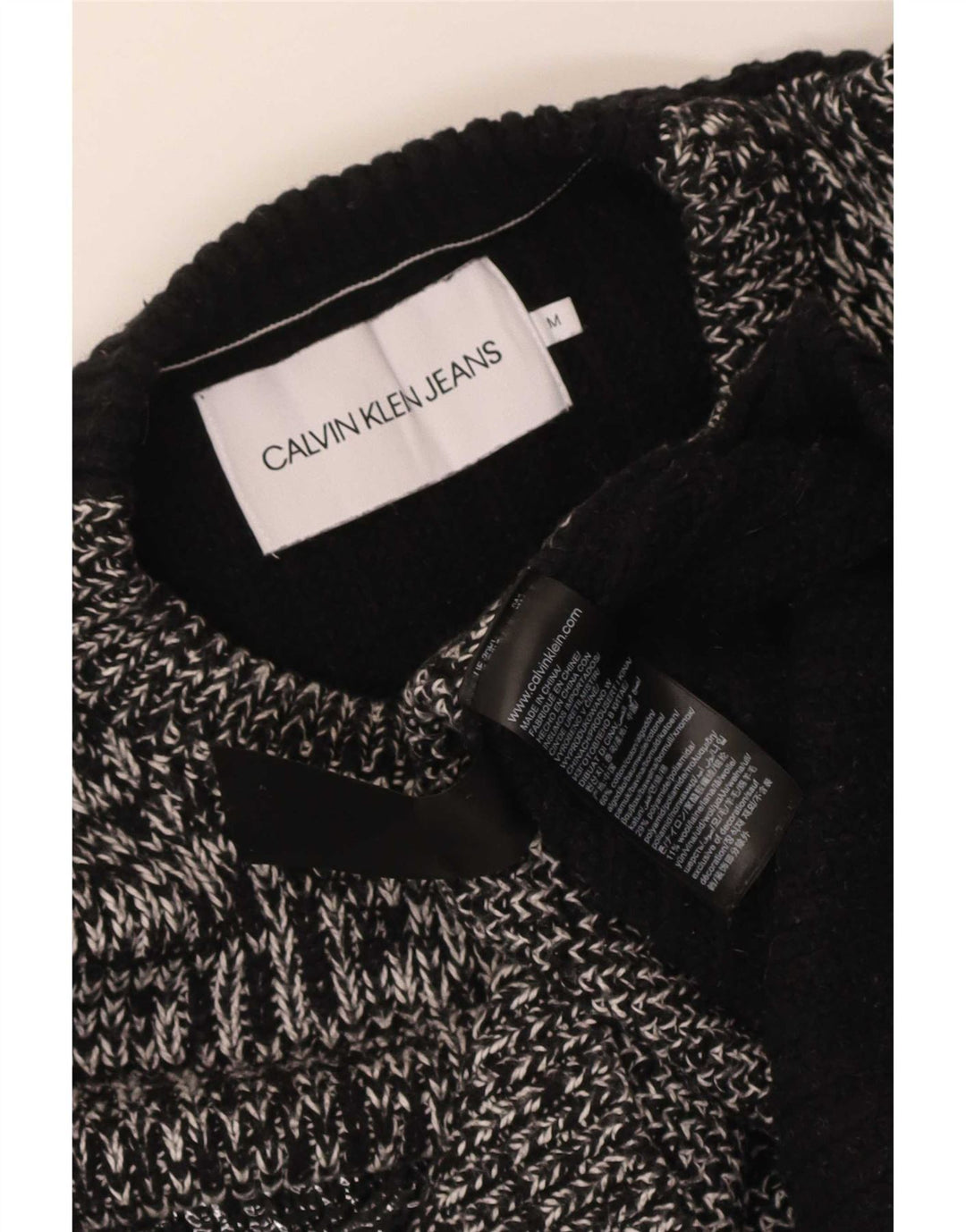 Calvin Klein Jeans Jersey de cuello redondo para hombre con moteado gris medio