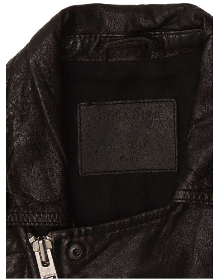 All Saints Chaqueta motera de cuero para hombre UK 36 Small Black Leather Biker