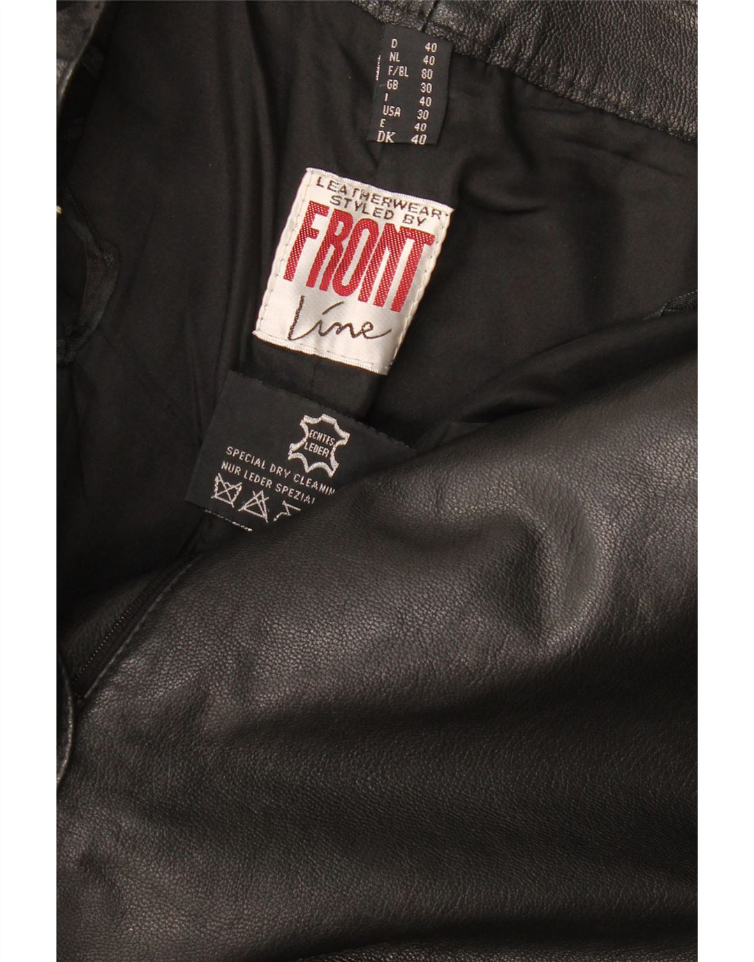 Pantalón Recto De Piel Mujer Front Line W30 L28 Cuero Negro