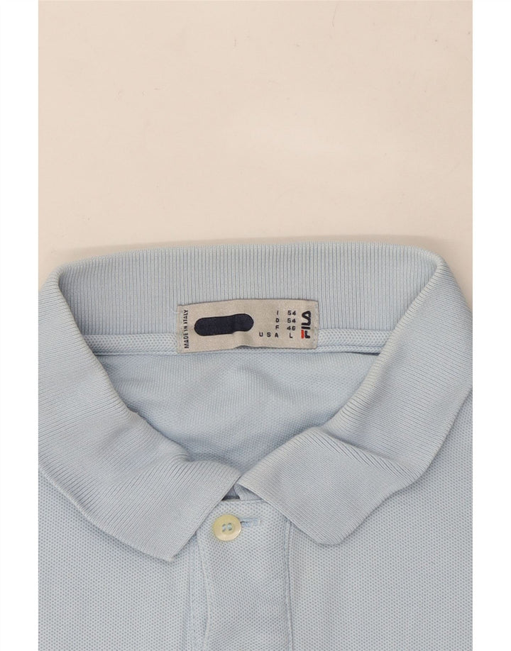 FILA Polo de manga larga para hombre grande azul