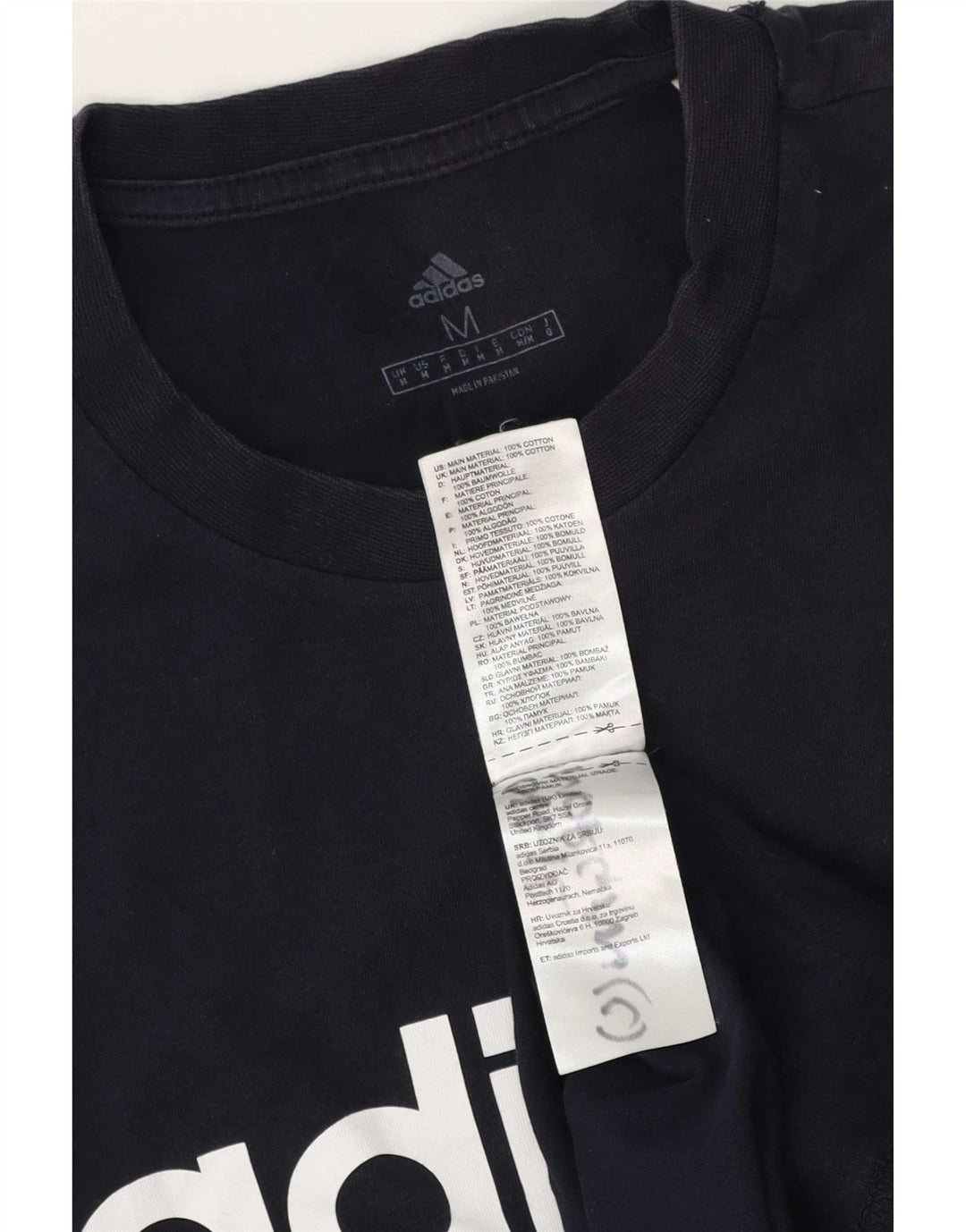 Adidas Hombre Camiseta Gráfica Top Medio Azul Marino Algodón
