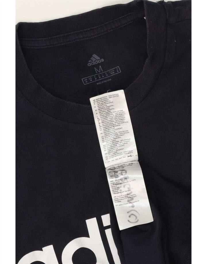 Adidas Hombre Camiseta Gráfica Top Medio Azul Marino Algodón