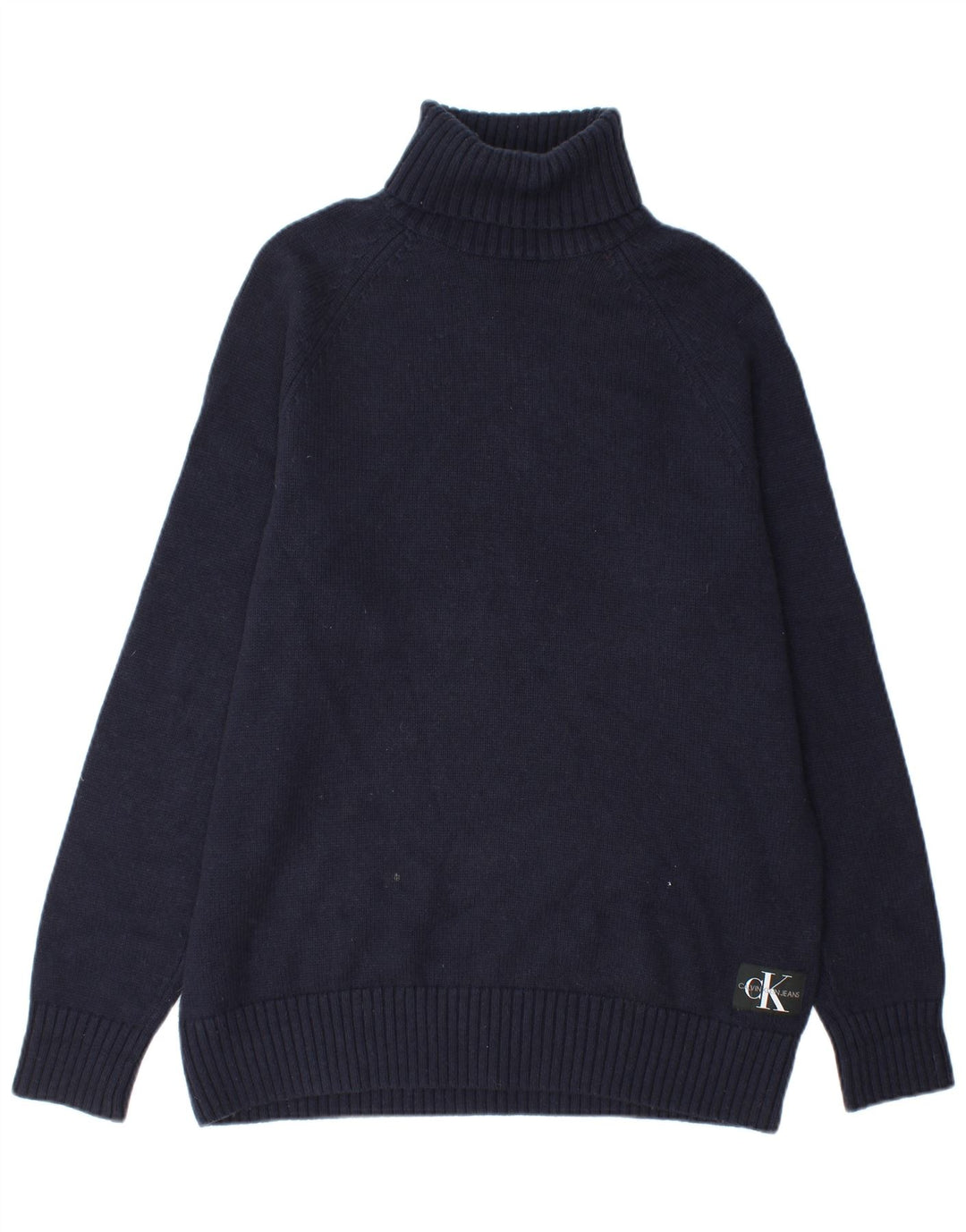 Calvin Klein Jeans Hombre Roll Neck Jumper Suéter Medio Azul Marino Algodón