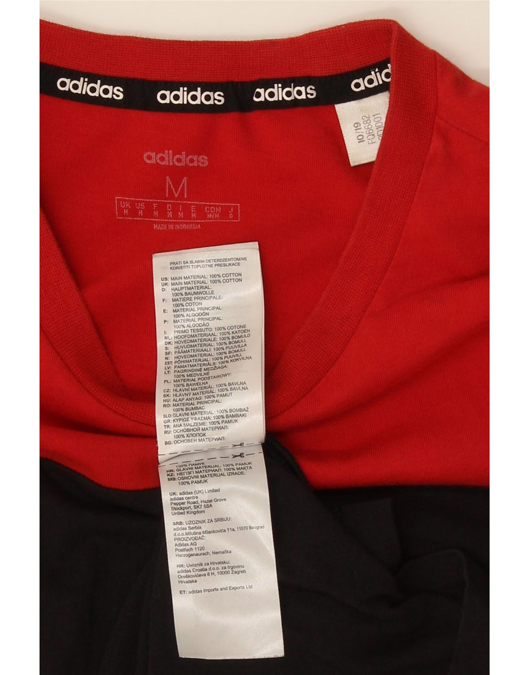 Adidas Hombre Camiseta Gráfica Top Medium Negro Colorblock Algodón