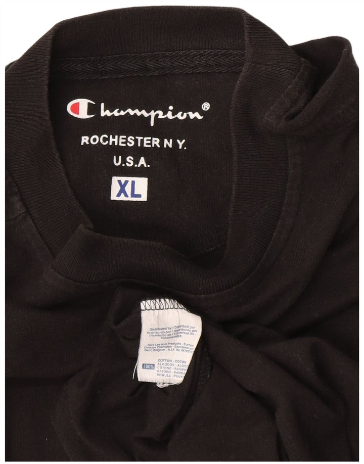 Champion Hombre Camiseta Manga Larga XL Algodón Negro
