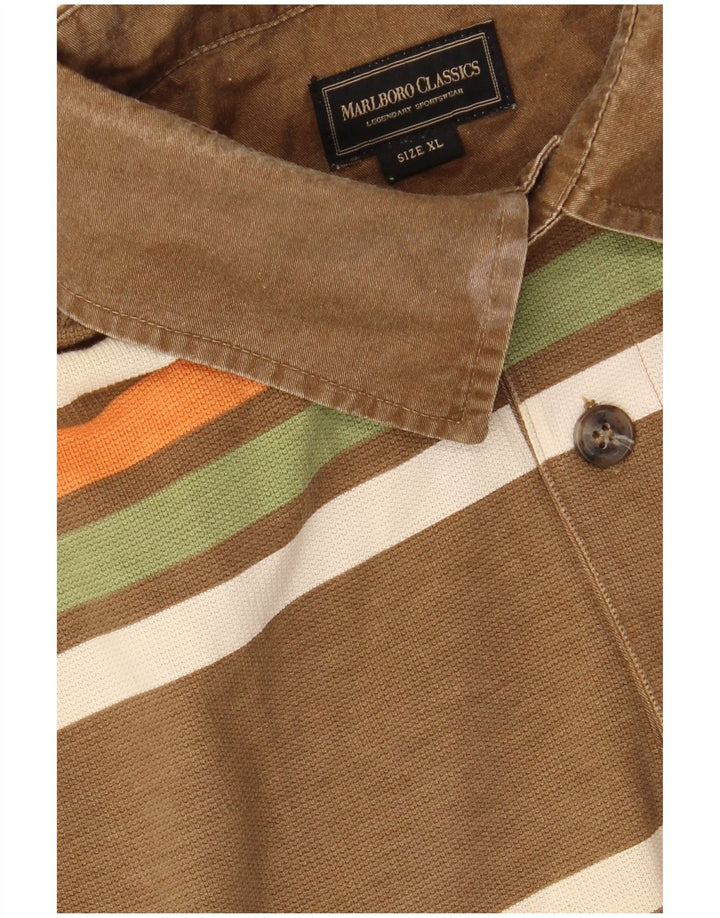 MARLBORO CLASSICS Polo Hombre XL Algodón Rayas Marrón