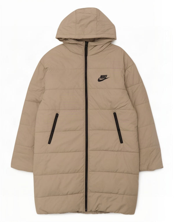 Nike Abrigo acolchado con capucha y gráfico extragrande para mujer UK 6 XS Beige