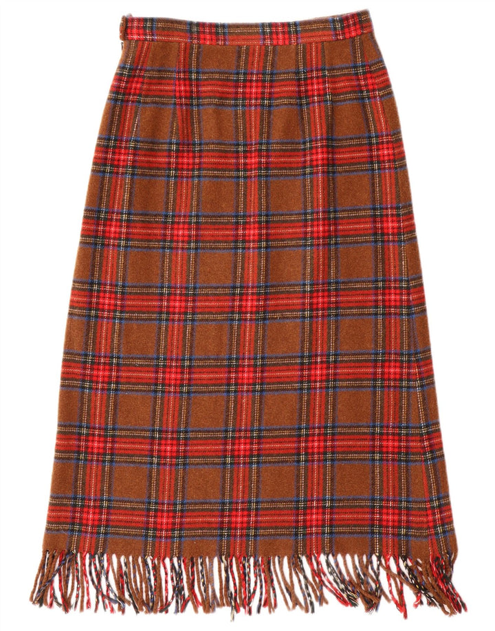 Vintage mujer A-Line falda W26 pequeño marrón comprobar