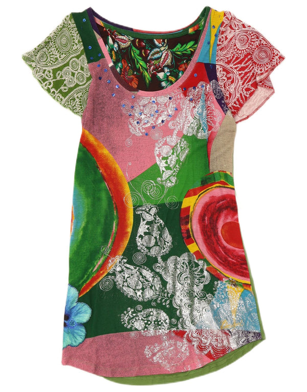 Desigual Vestido Túnica Gráfico para Mujer Reino Unido 8 Pequeño Paisley Multicolor