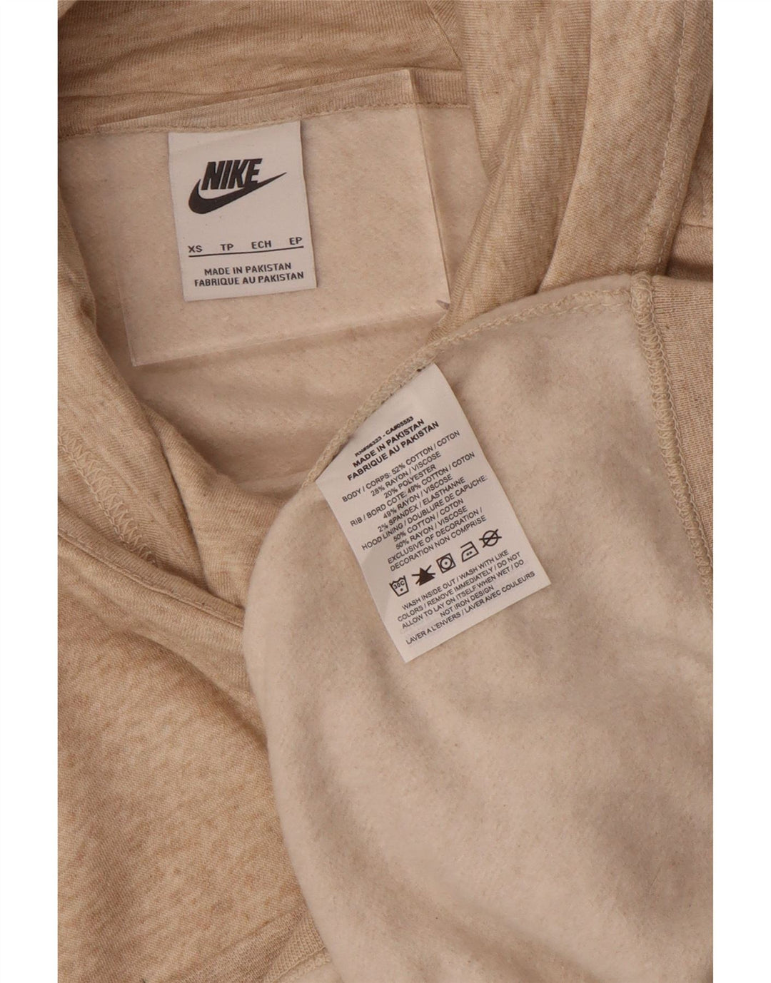 NIKE Jersey con capucha para mujer UK 6 XS Algodón moteado beige