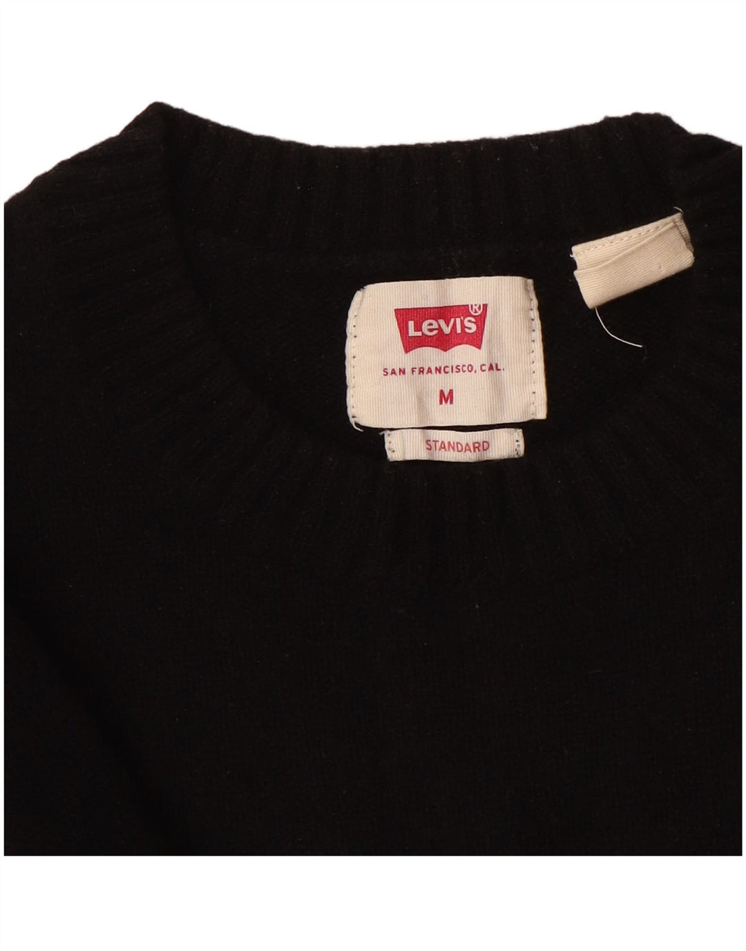 Levi's Jersey estándar con cuello redondo para hombre de lana negra mediana