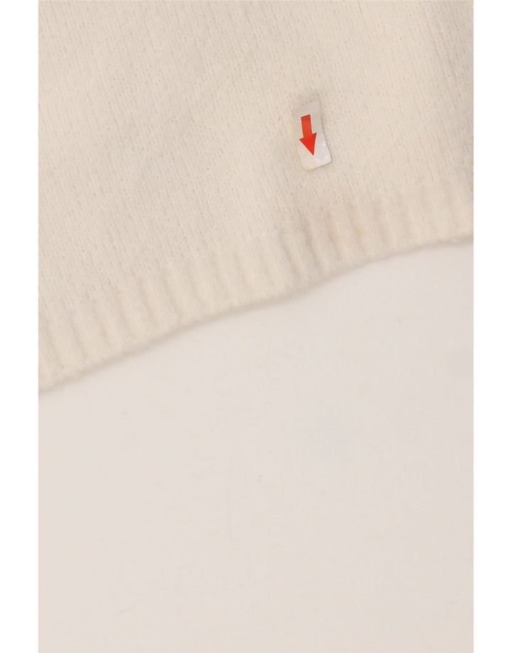 Zara Mujer Crop Crew Neck Jumper Sweater UK 44 Medium White Nylon