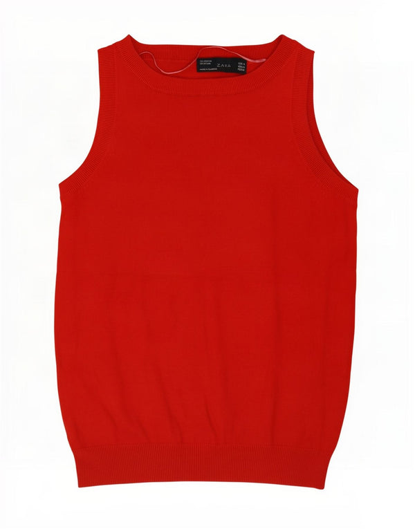 Zara Mujer Chaleco Tank Top UK 12 Medium Rojo Algodón