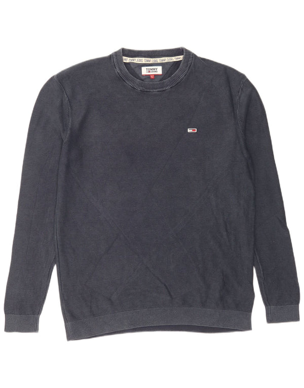 Tommy Hilfiger Mens Crew Neck Jumper Sweater Large Navy Blue Cotton
