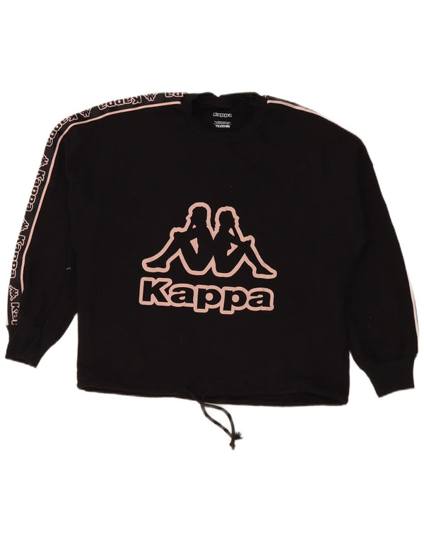Kappa Mujer Tezenis Graphic Sudadera Jumper UK 40 Grande Negro