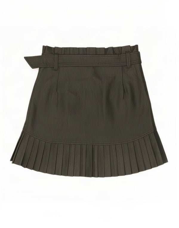 Zara Mujer Minifalda De Piel Sintética Pequeña W26 Polietileno Caqui