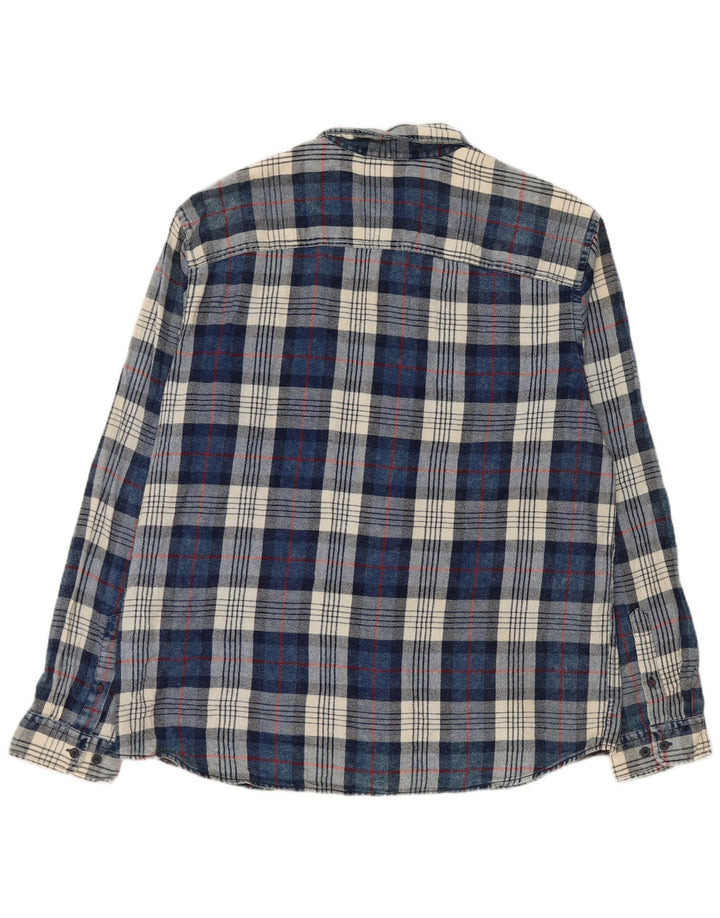 JACK & JONES Camisa de franela para hombre 2XL Algodón a cuadros azules