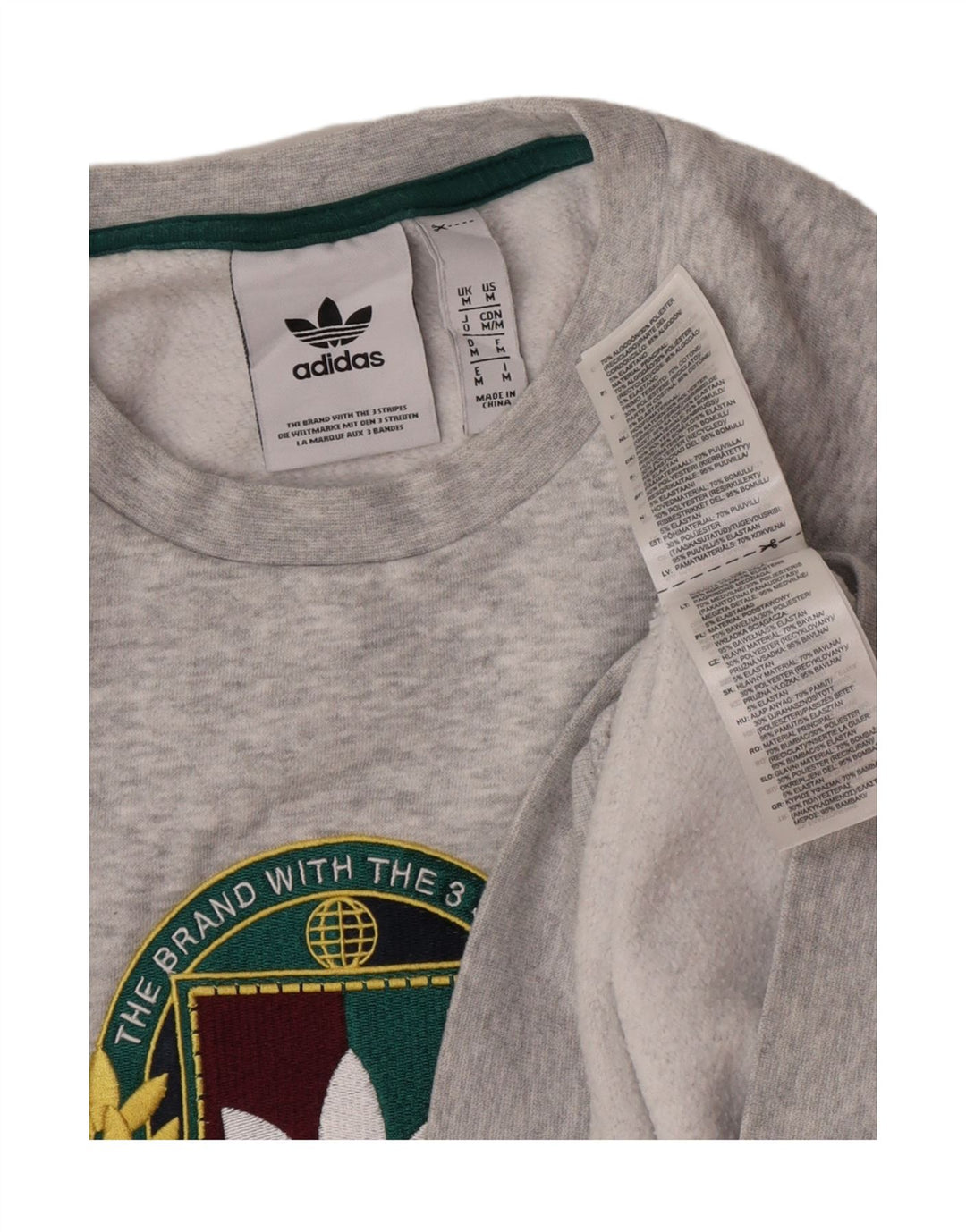 Adidas Hombre Sudadera Gráfica Jumper Algodón Gris Medio