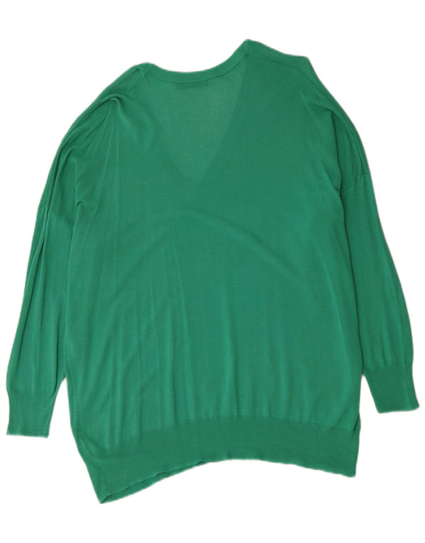 Zara Mujer Jersey Oversize Con Cuello En V UK 44 Algodón Verde Medio
