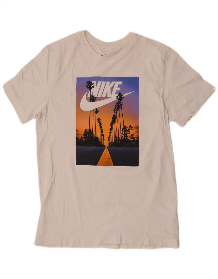 Nike Camiseta gráfica para hombre Top mediano de algodón blanco