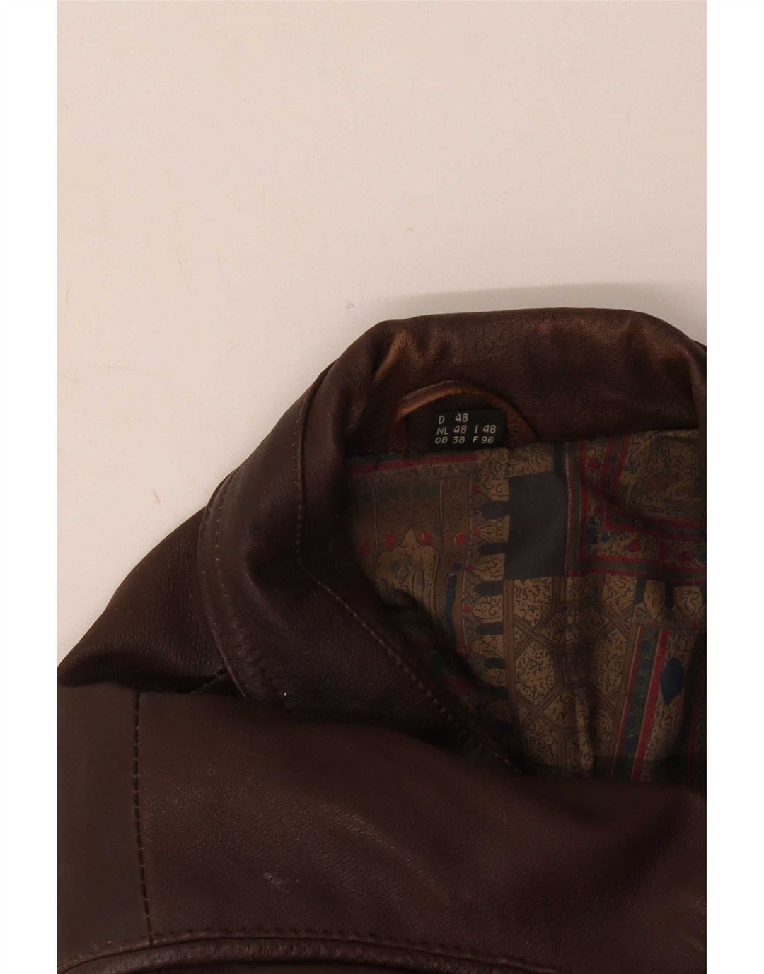 Berto Lucci Chaqueta de cuero para hombre UK 38 Marrón medio