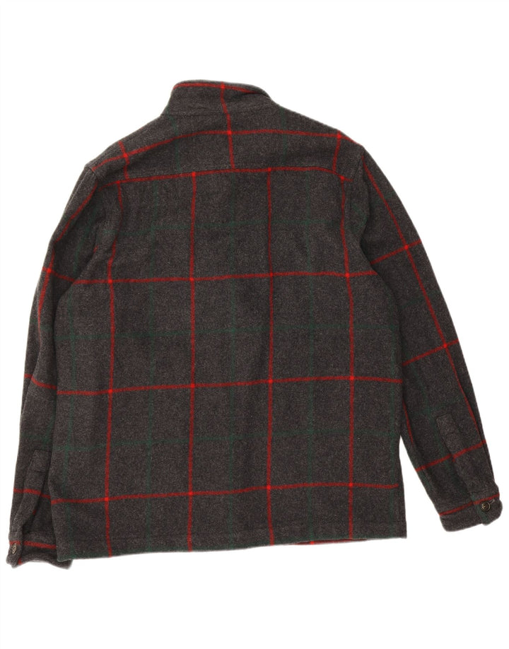 Woolrich Chaqueta bomber para hombre Reino Unido 40 Lana a cuadros gris grande